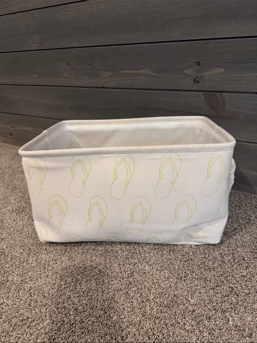 Fabric Storage Bin with Lime Flip-Flop Print
